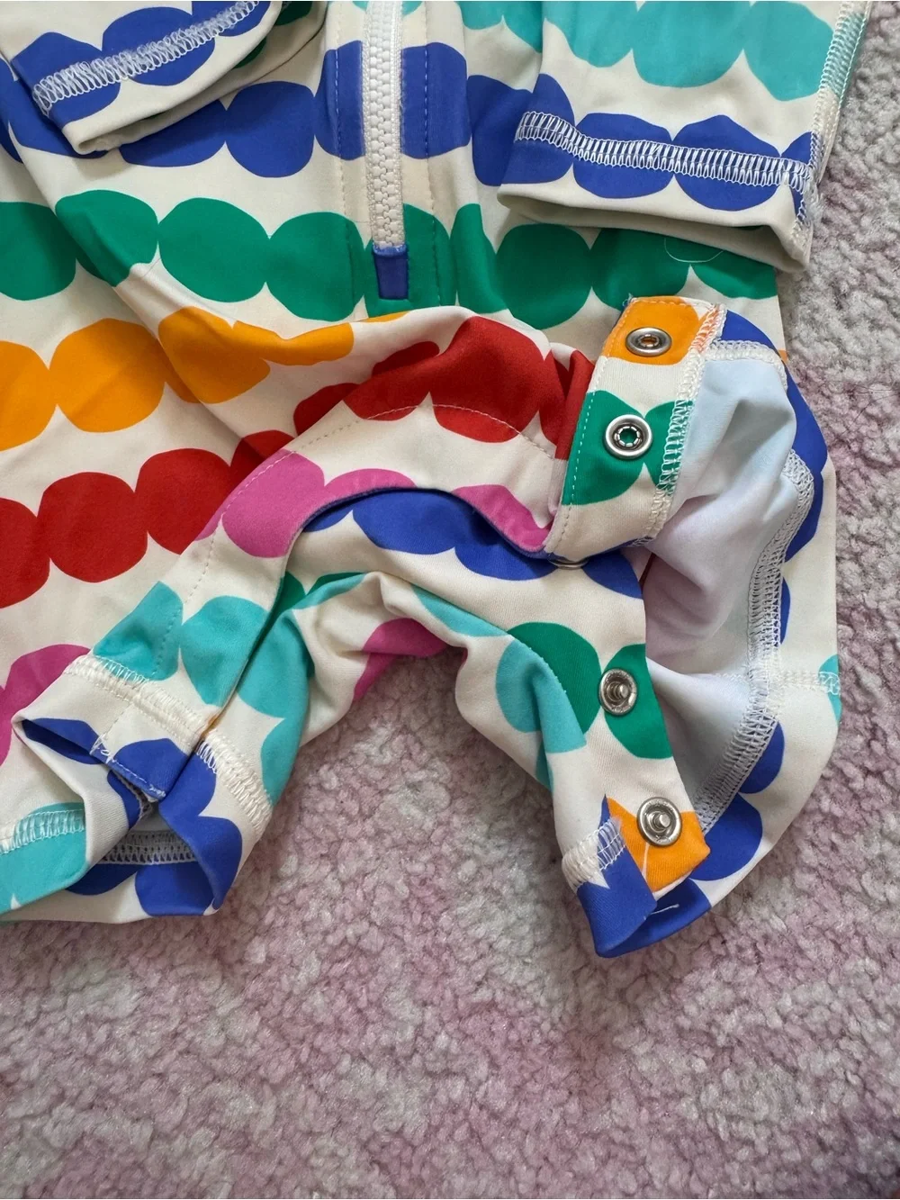 Hanna Andersson Multi-Color Rainbow Dot Zip Front Rashguard One-Piece